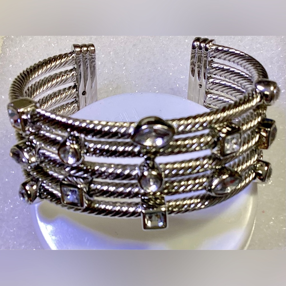 Layered Bracelet with Paved Rhinestones